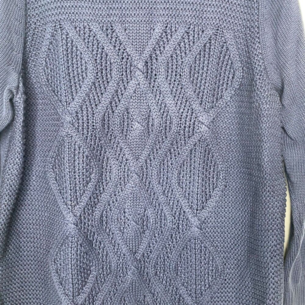 Lands End womens sweater 1X blue cable knit nautical pullover cotton chunky - Picture 3 of 7